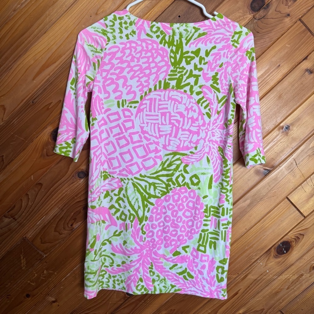 Lilly Pulitzer Pink and Green Floral Dress Size Large - Picture 5 of 5